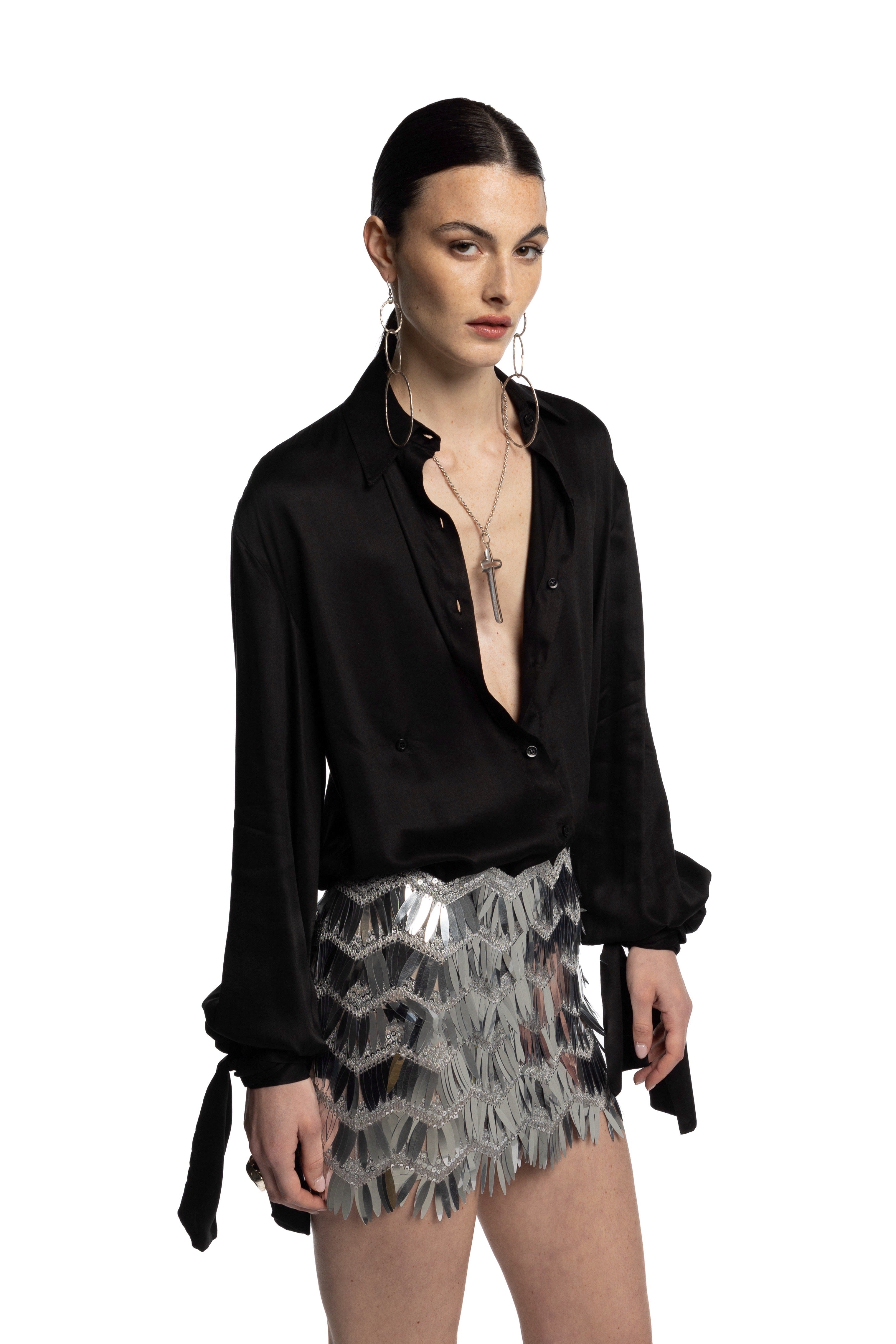 "Roxanne" silver mini skirt