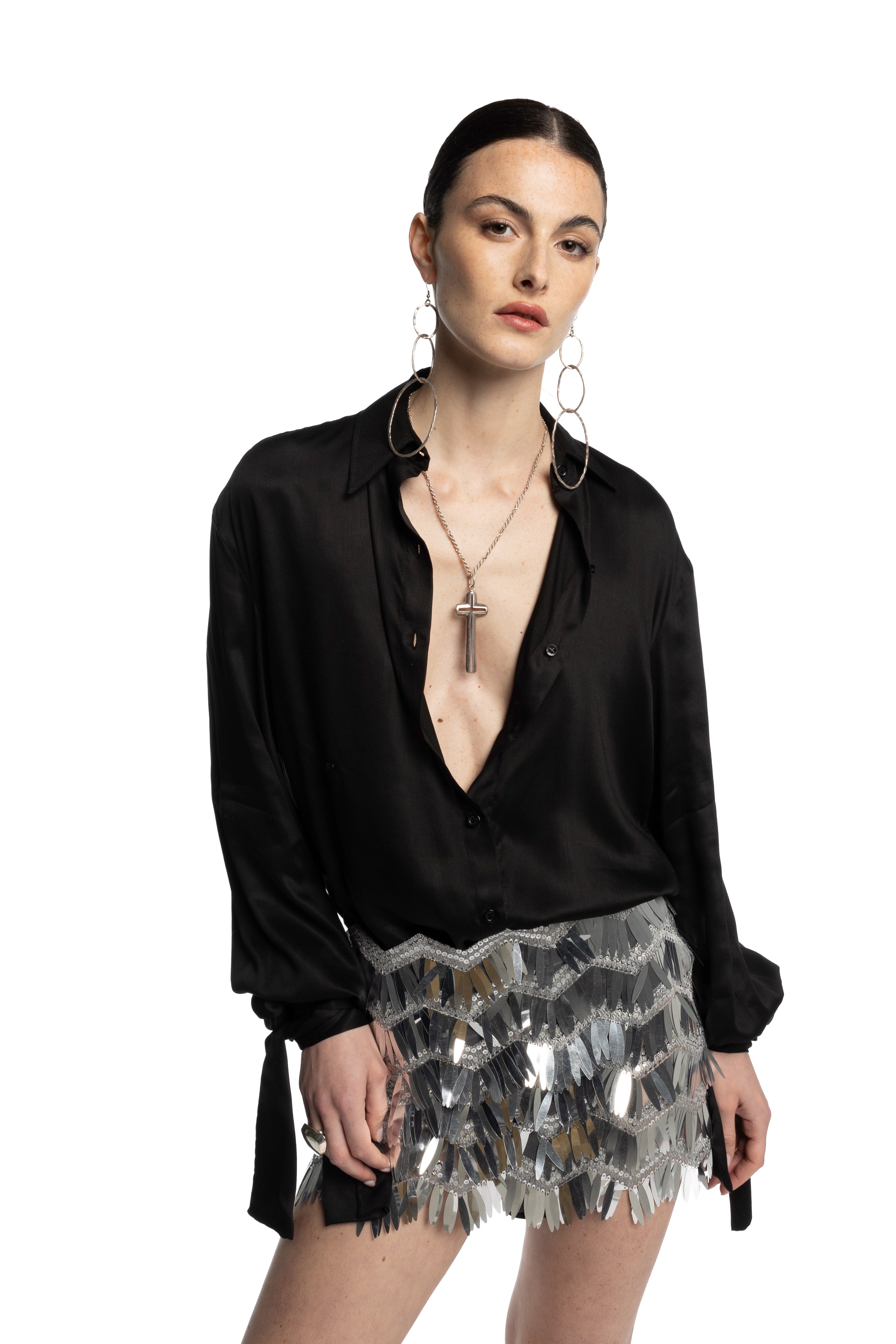 "Roxanne" silver mini skirt