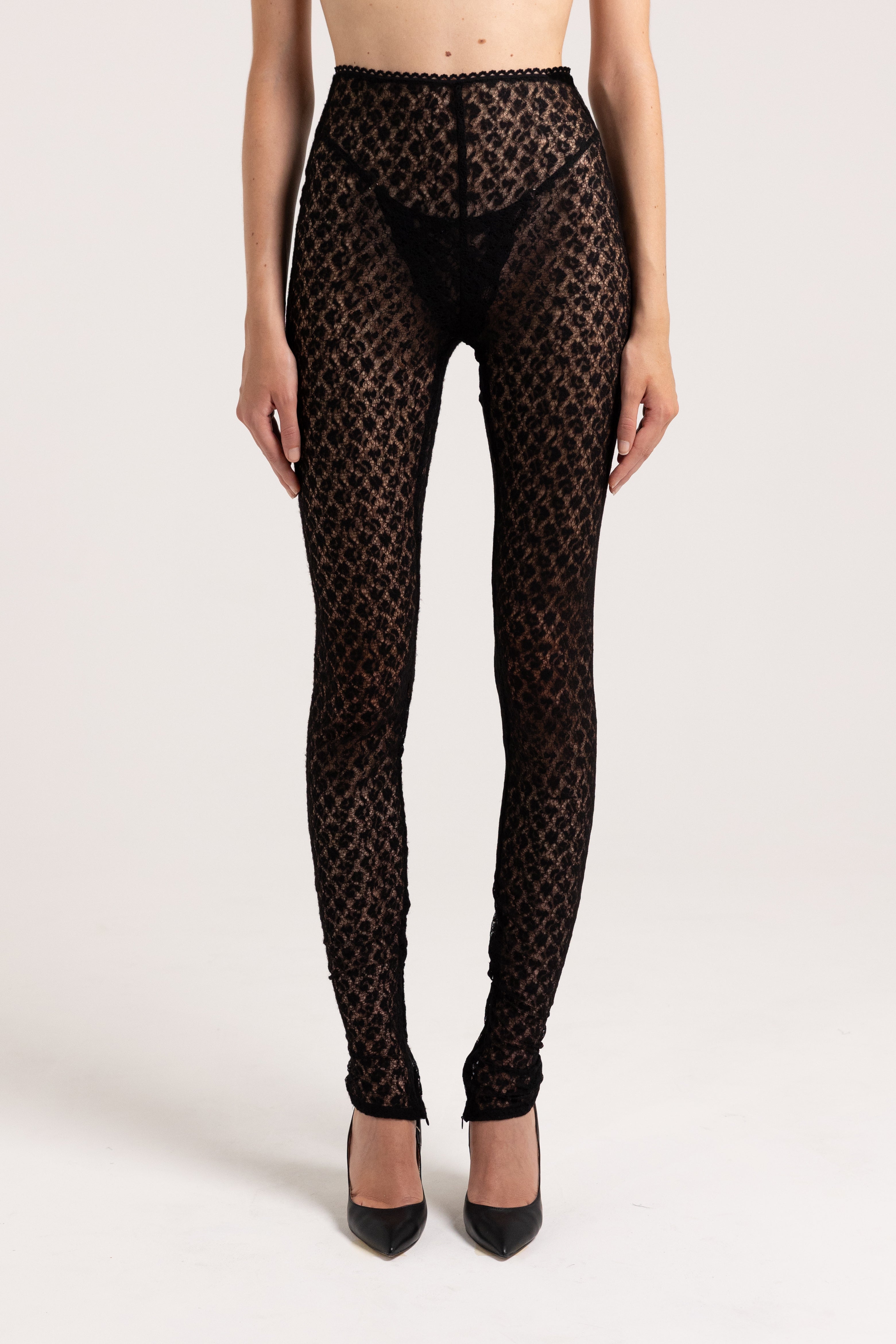 Black "Deia" lace leggings