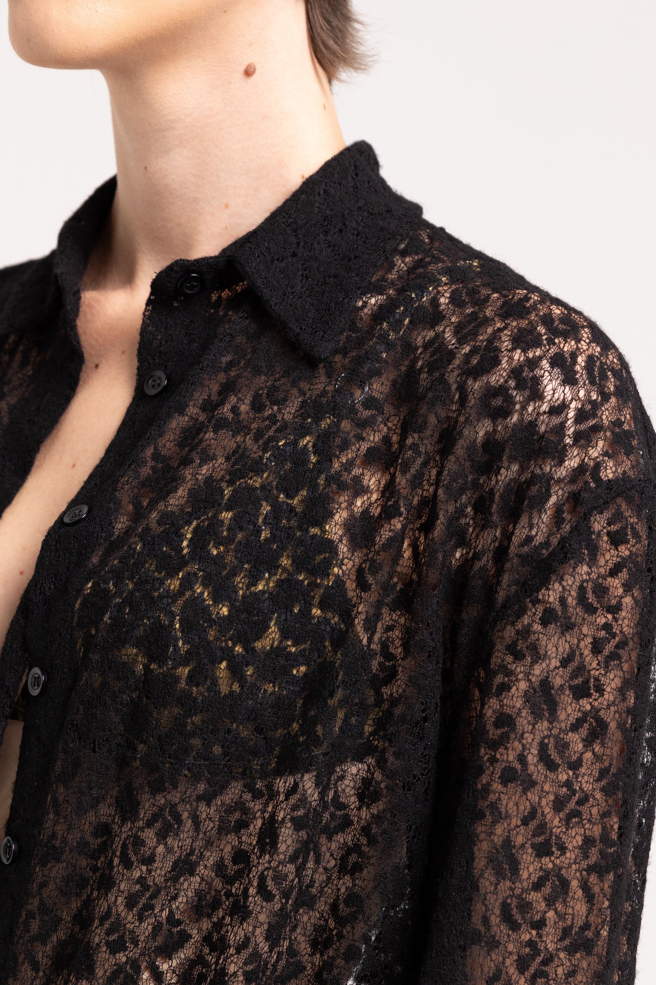 "Curtney" black lace shirt