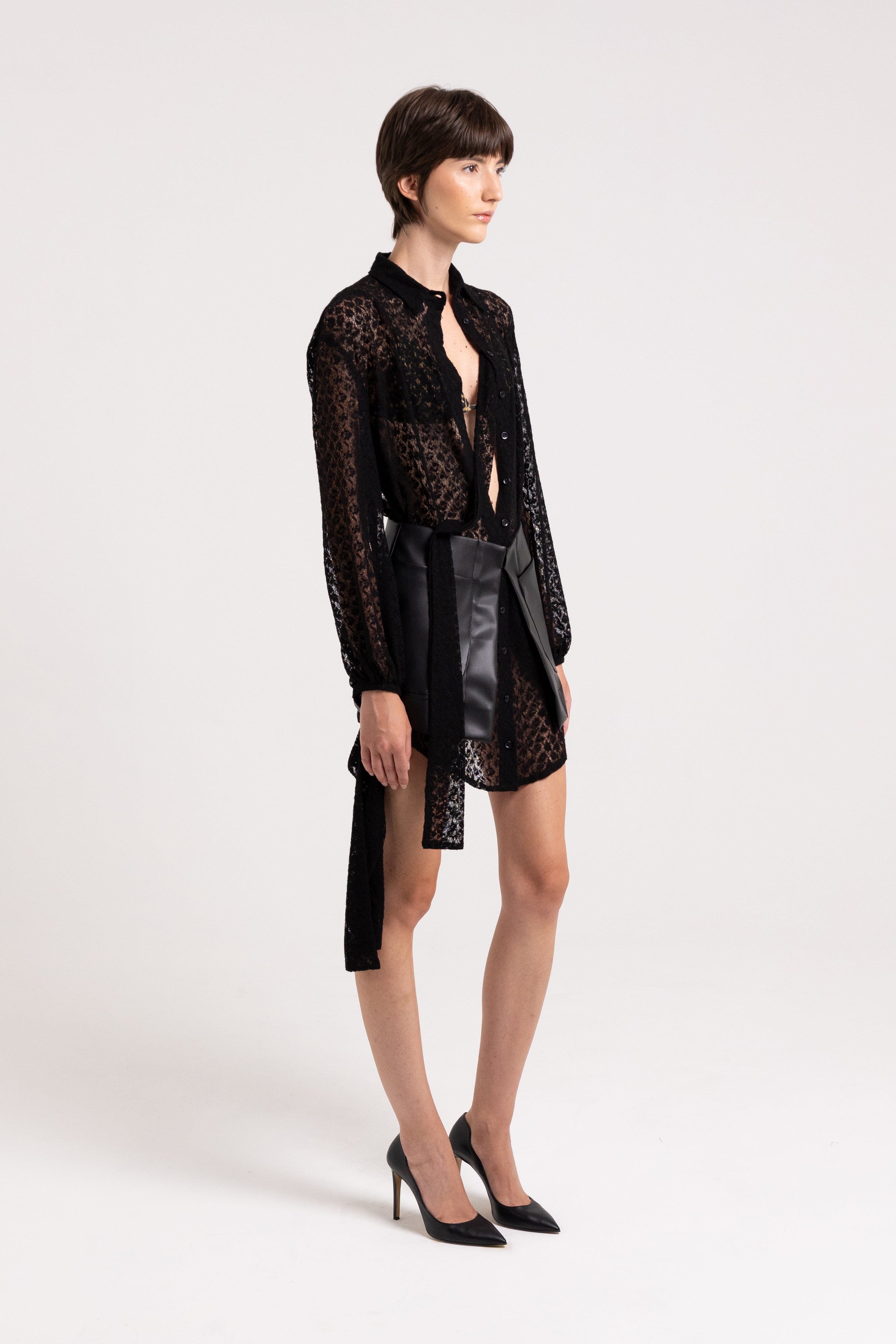 "Curtney" black lace shirt