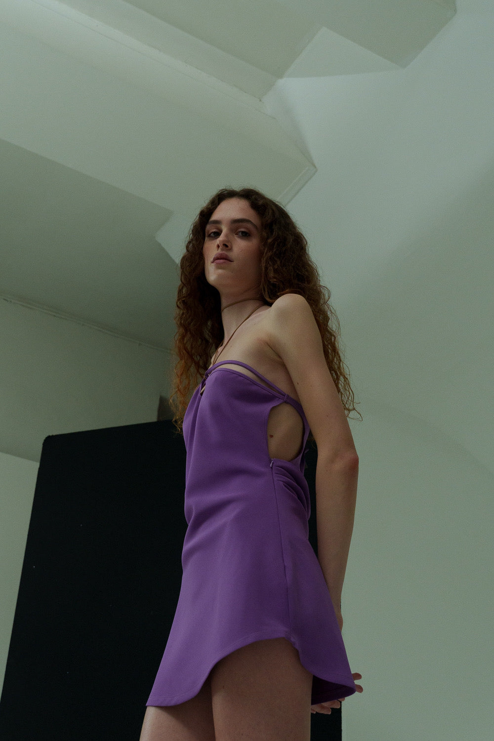 Mini dress "Iride" cut-out purple