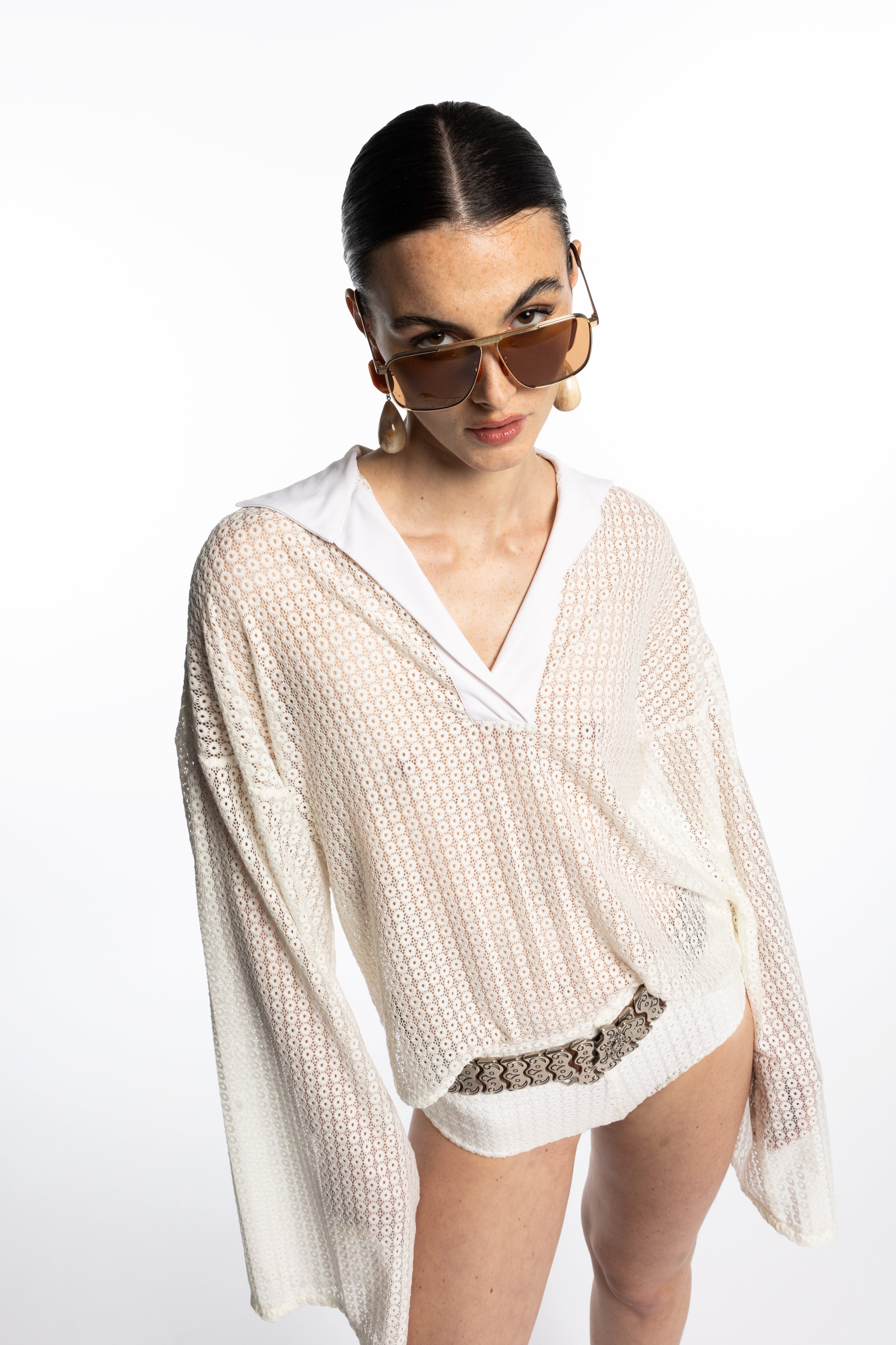 "Eris" shirt white lace