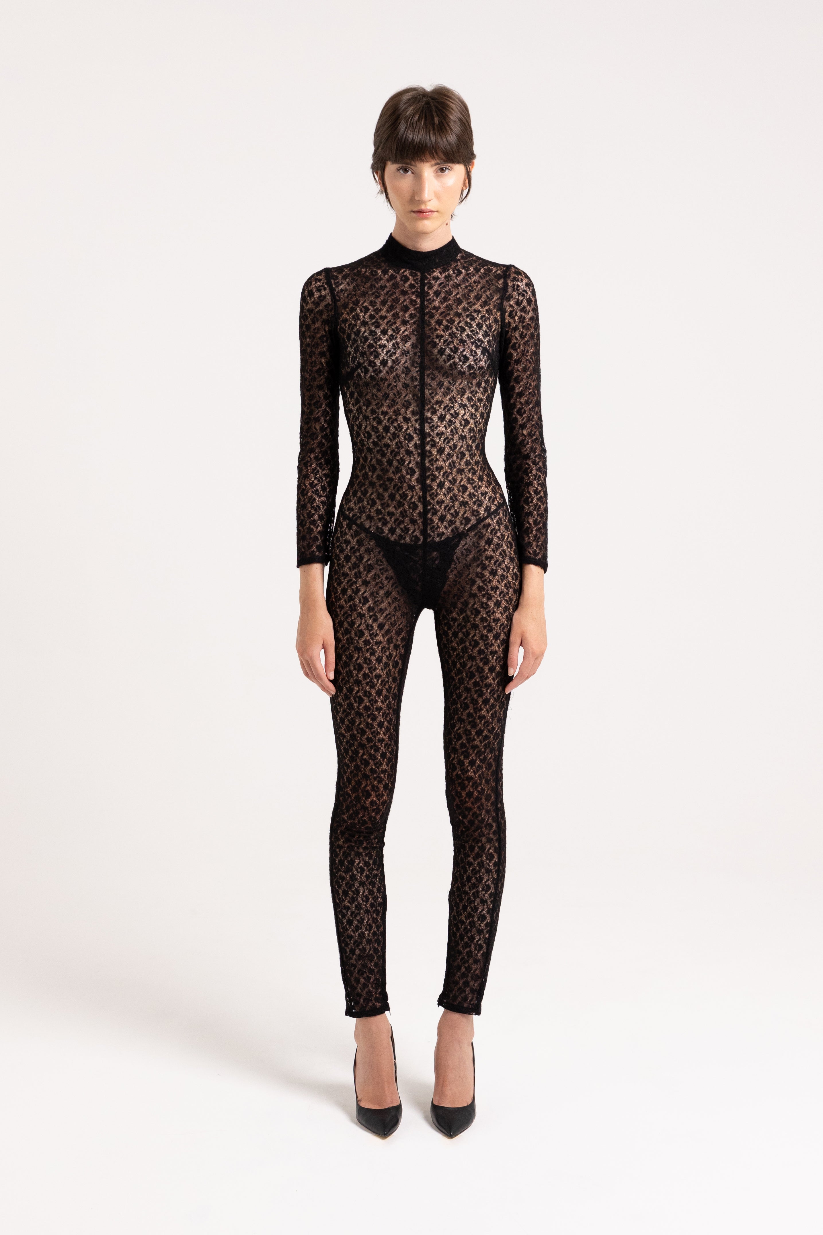 "Jules" black lace fitted jumpsuit