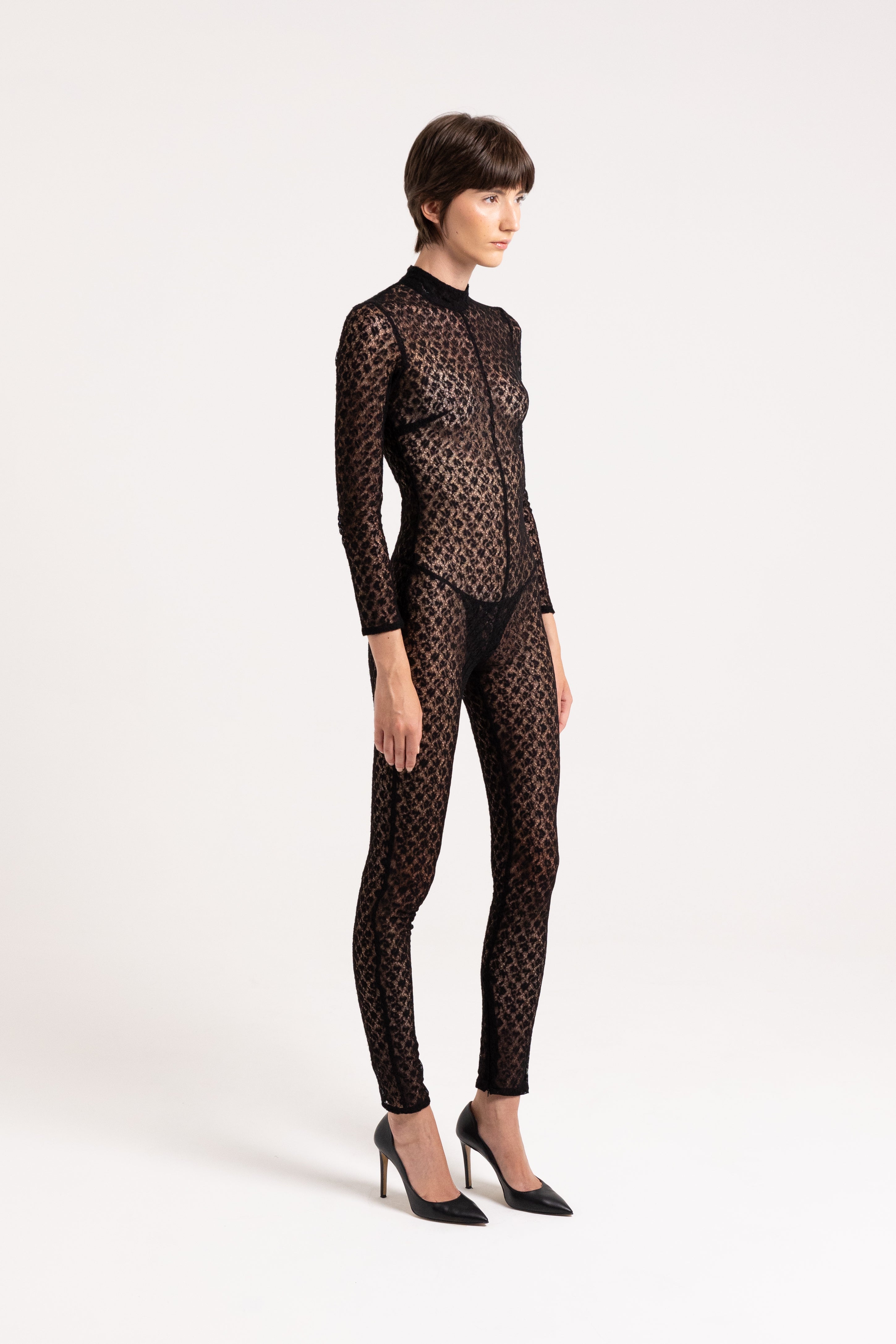 "Jules" black lace fitted jumpsuit