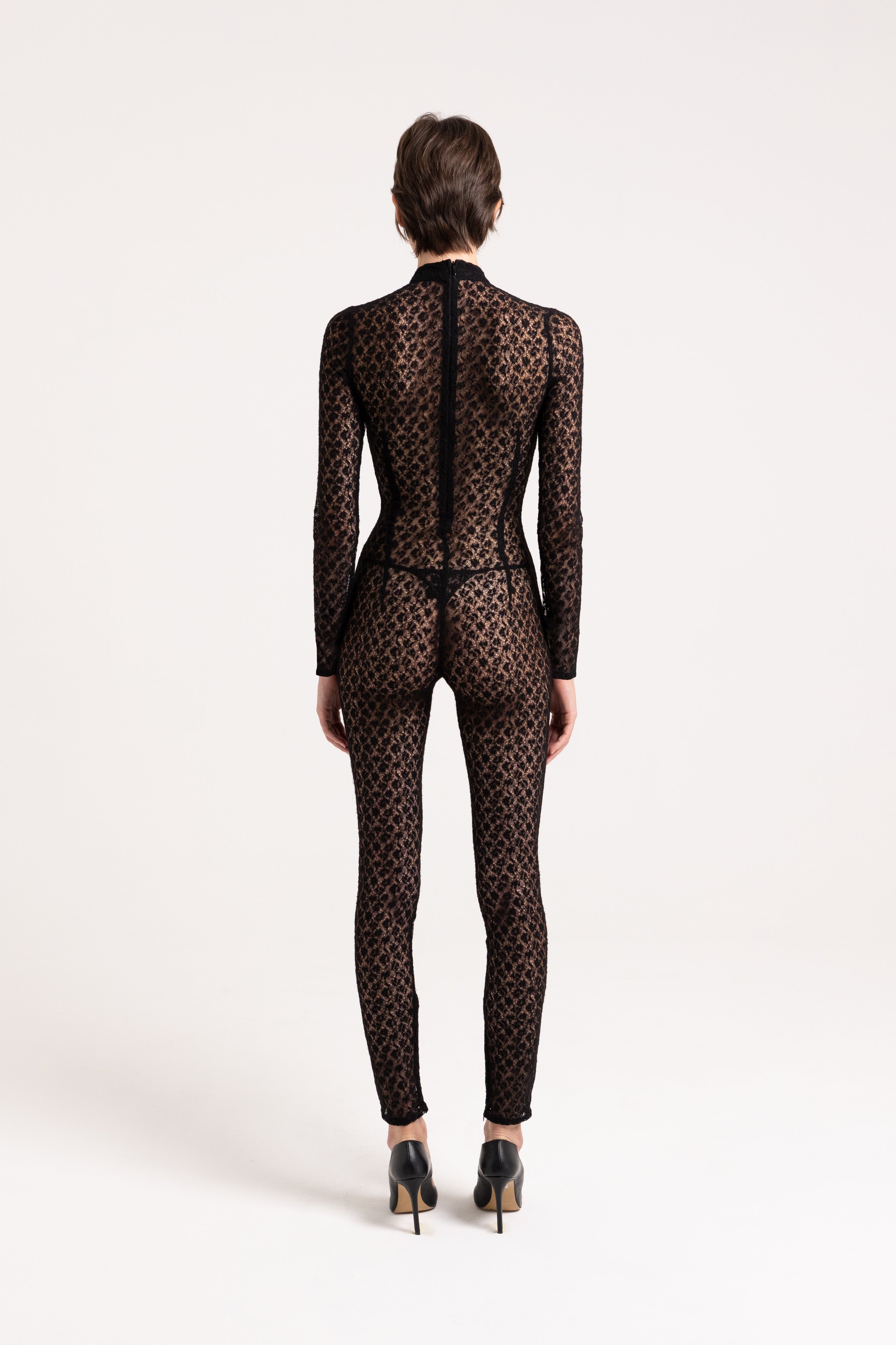 "Jules" black lace fitted jumpsuit