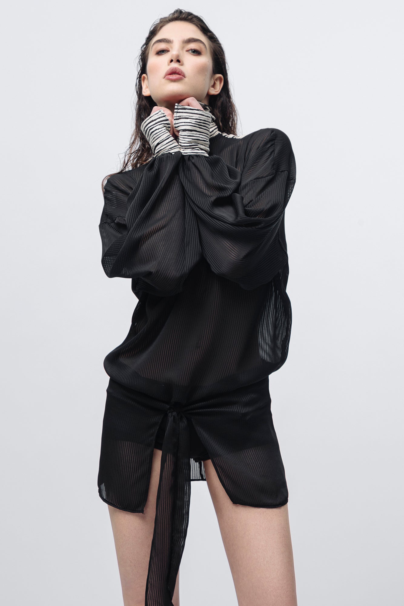 Mini abito blusa "Luna" nero