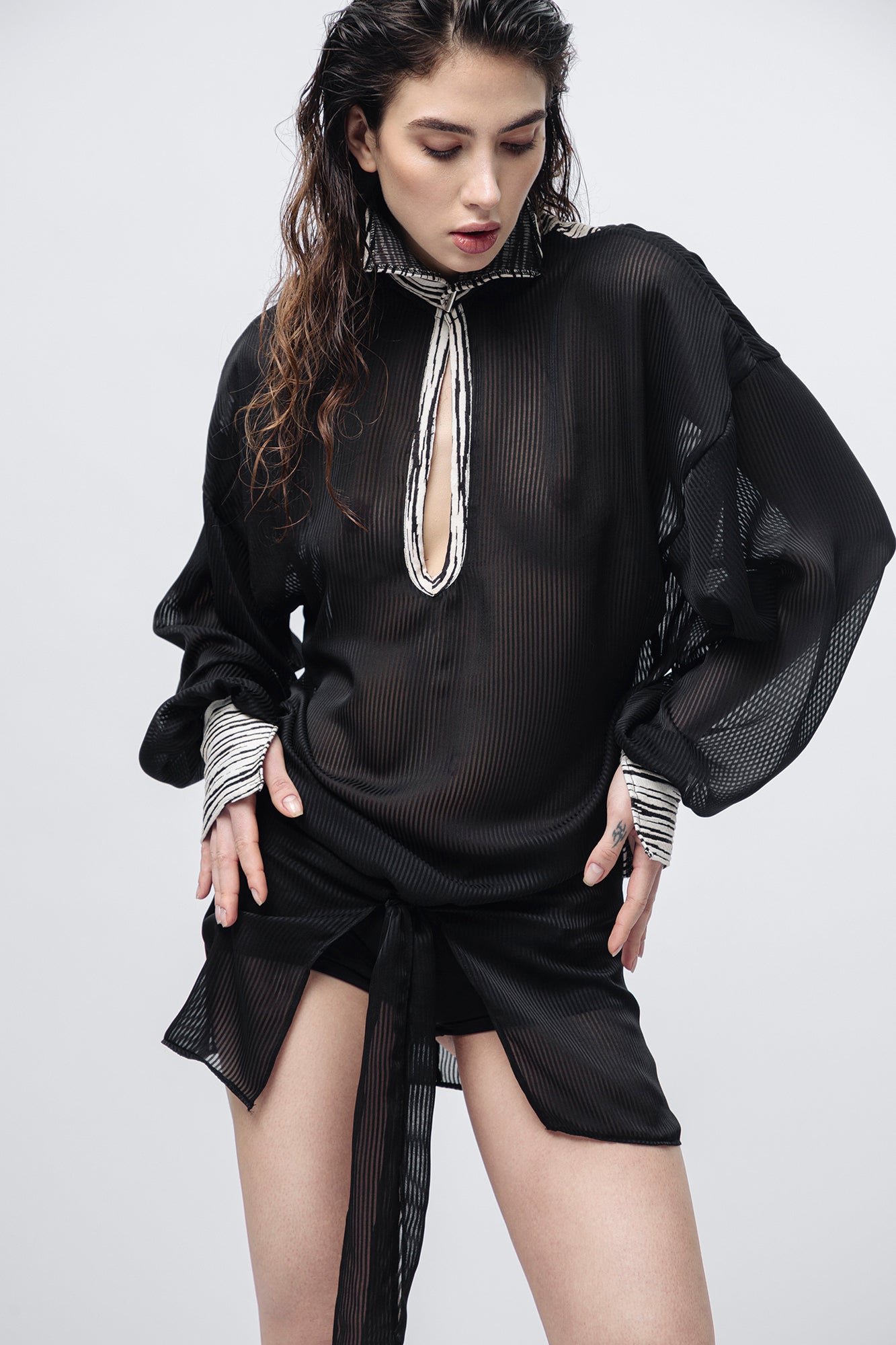 Mini abito blusa "Luna" nero