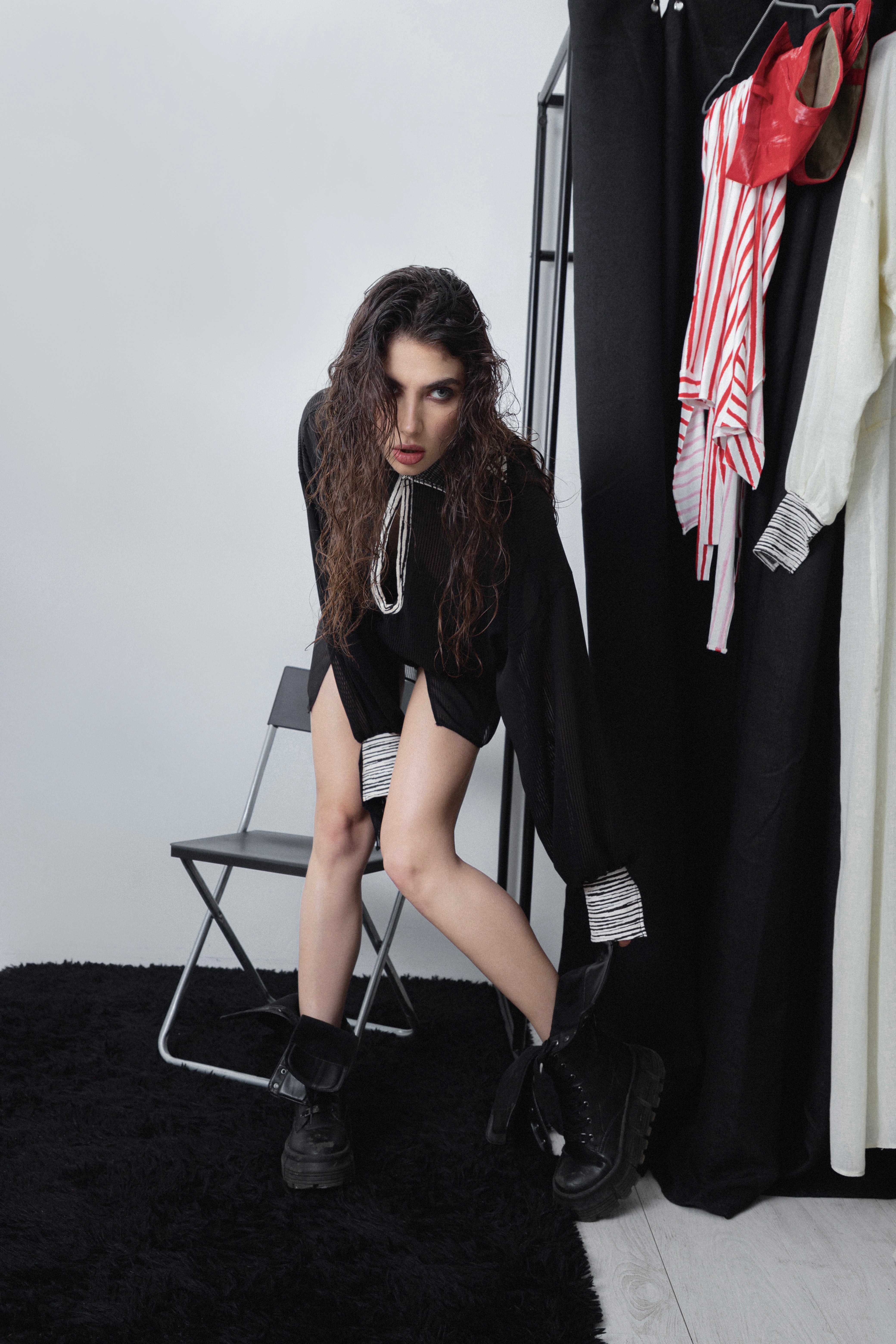 Mini abito blusa "Luna" nero