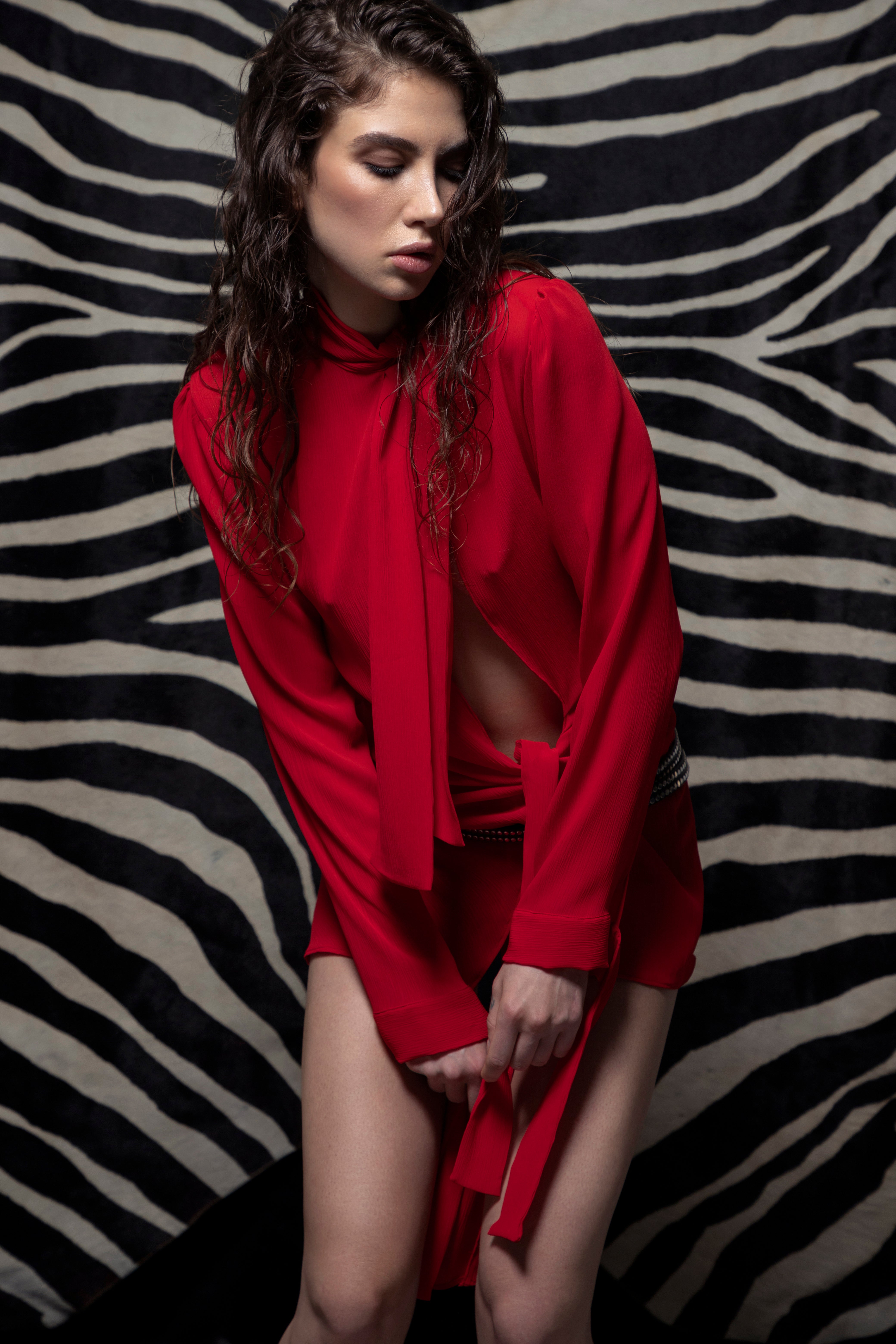 "Ava" mini dress red cut out