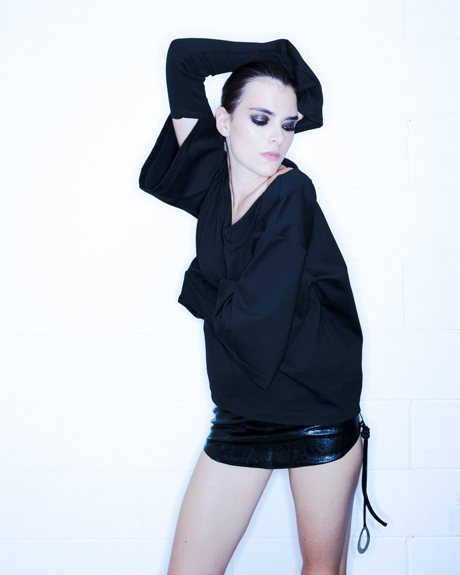 "Seppia" structured T-shirt with removable sleeves