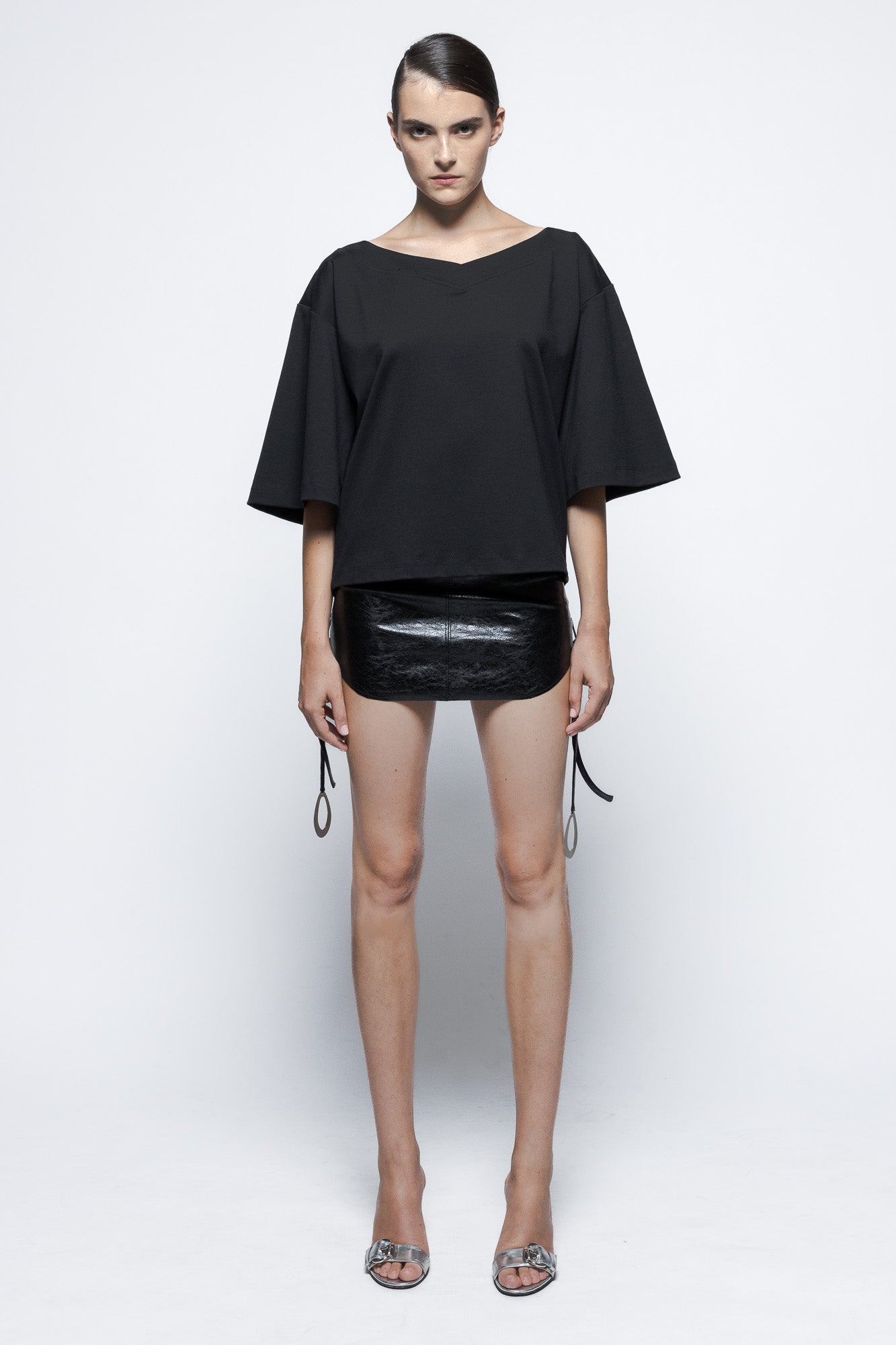 "Seppia" structured T-shirt with removable sleeves