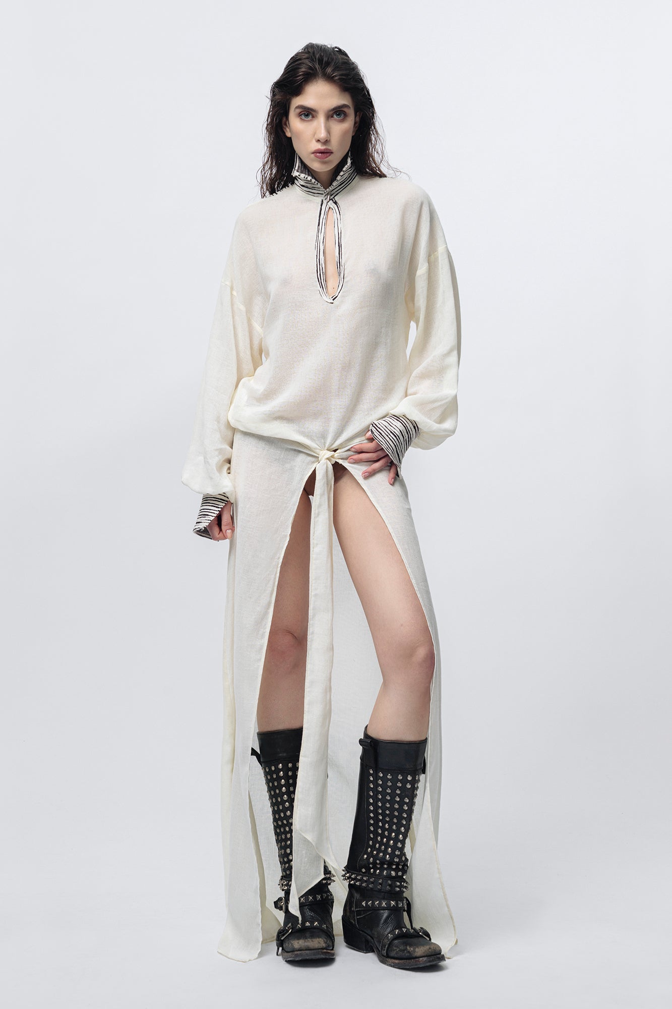 Caftano lungo "Salinas" bianco