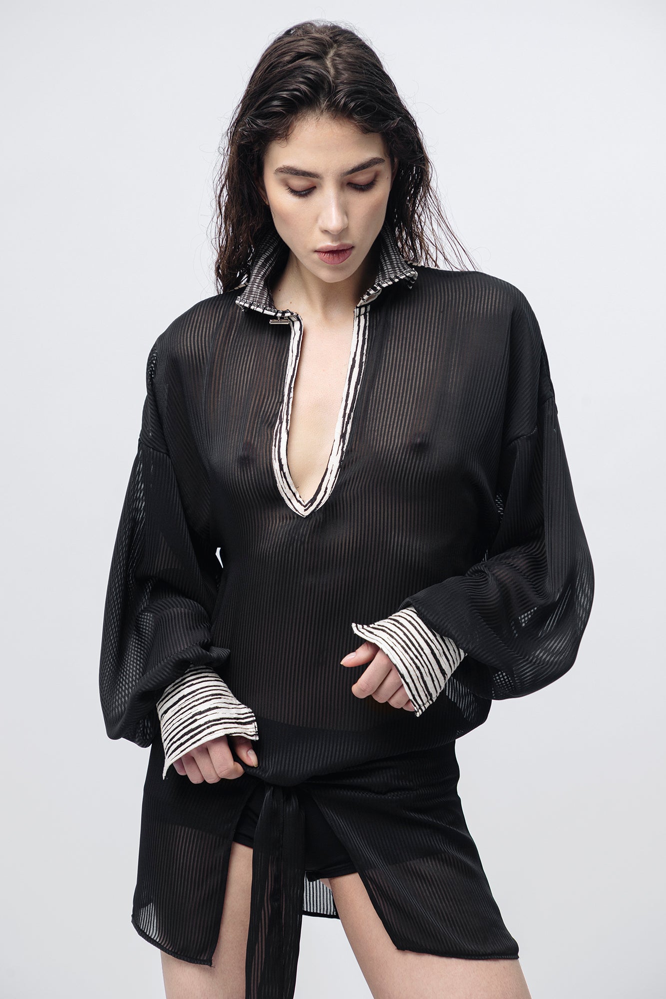 Mini abito blusa "Luna" nero